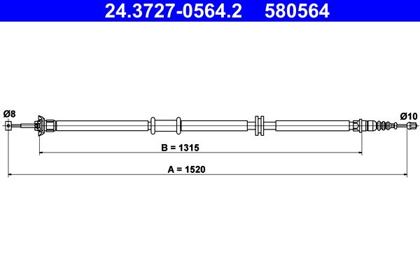 ATE 24.3727-0564.2 Cable Pull, parking brake