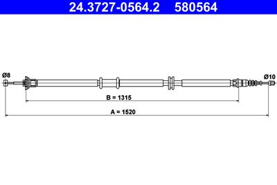 Cable Pull, parking brake ATE 24.3727-0564.2