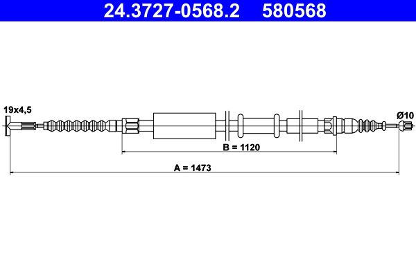 ATE 24.3727-0568.2 Cable Pull, parking brake