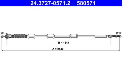 Cable Pull, parking brake ATE 24.3727-0571.2