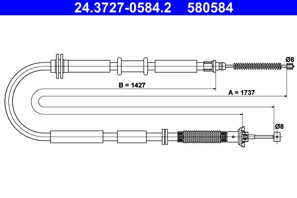 ATE 24.3727-0584.2 Cable Pull, parking brake