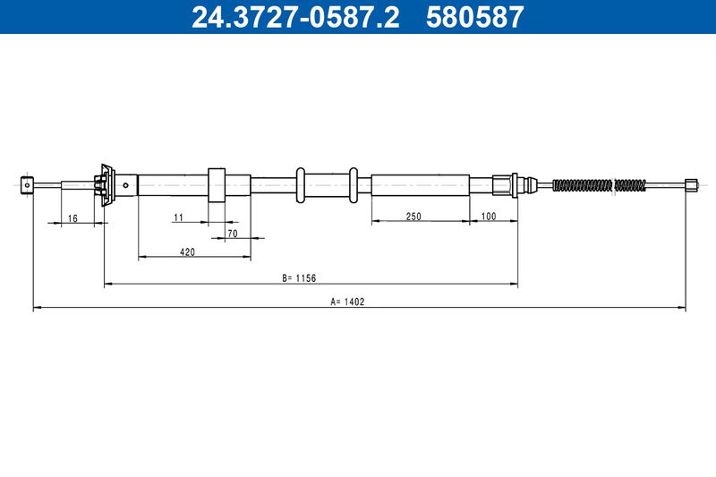 ATE 24.3727-0587.2 Cable Pull, parking brake