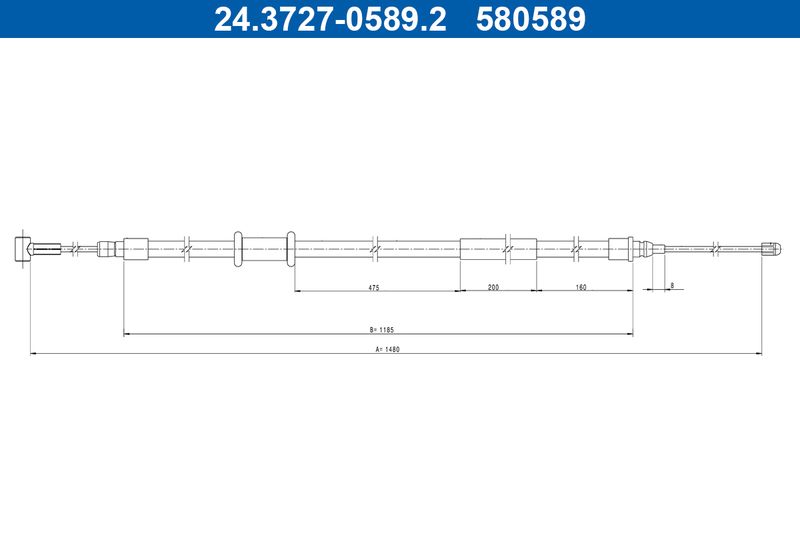 ATE 24.3727-0589.2 Cable Pull, parking brake