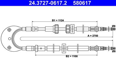 Cable Pull, parking brake ATE 24.3727-0617.2