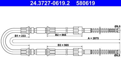 Cable Pull, parking brake ATE 24.3727-0619.2