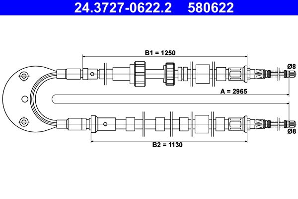 ATE 24.3727-0622.2 Cable Pull, parking brake