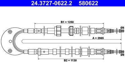 Cable Pull, parking brake ATE 24.3727-0622.2