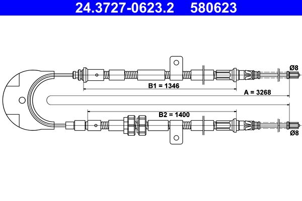 ATE 24.3727-0623.2 Cable Pull, parking brake