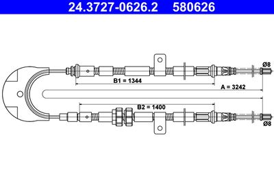 Cable Pull, parking brake ATE 24.3727-0626.2