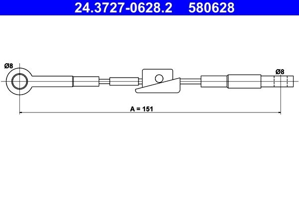 ATE 24.3727-0628.2 Cable Pull, parking brake