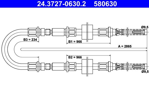 ATE 24.3727-0630.2 Cable Pull, parking brake