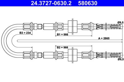 Cable Pull, parking brake ATE 24.3727-0630.2