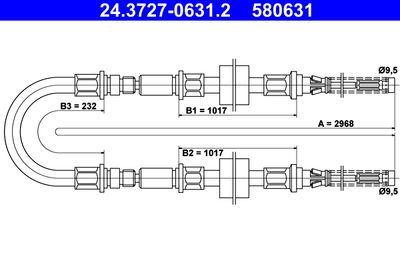 Cable Pull, parking brake ATE 24.3727-0631.2