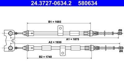 Cable Pull, parking brake ATE 24.3727-0634.2