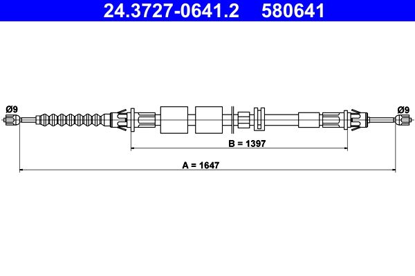 ATE 24.3727-0641.2 Cable Pull, parking brake