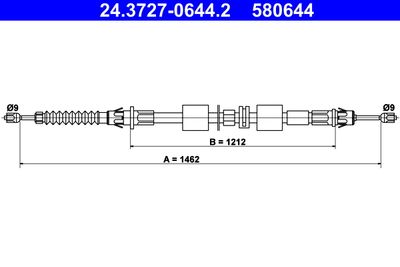 Cable Pull, parking brake ATE 24.3727-0644.2