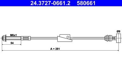Cable Pull, parking brake ATE 24.3727-0661.2