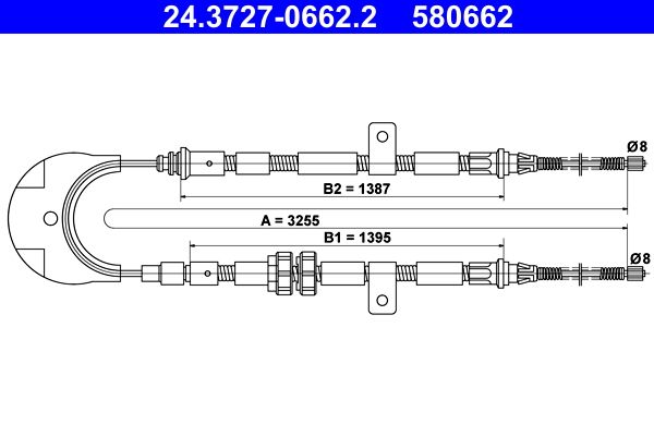 ATE 24.3727-0662.2 Cable Pull, parking brake