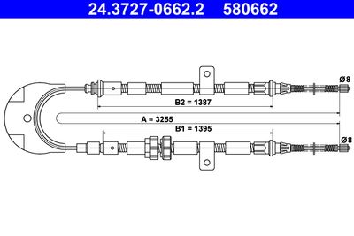 Cable Pull, parking brake ATE 24.3727-0662.2