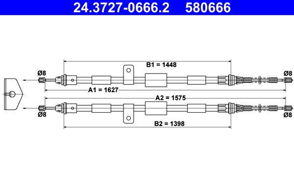 ATE 24.3727-0666.2 Cable Pull, parking brake
