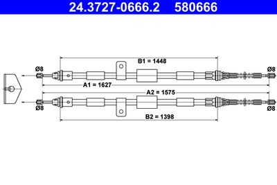 Cable Pull, parking brake ATE 24.3727-0666.2