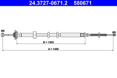 Cable Pull, parking brake ATE 24.3727-0671.2