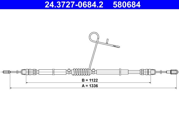 ATE 24.3727-0684.2 Cable Pull, parking brake