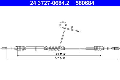 Cable Pull, parking brake ATE 24.3727-0684.2