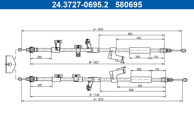 ATE 24.3727-0695.2 Cable Pull, parking brake