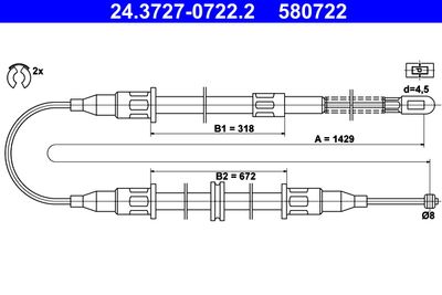 Cable Pull, parking brake ATE 24.3727-0722.2
