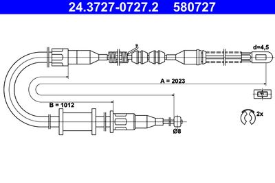 Cable Pull, parking brake ATE 24.3727-0727.2