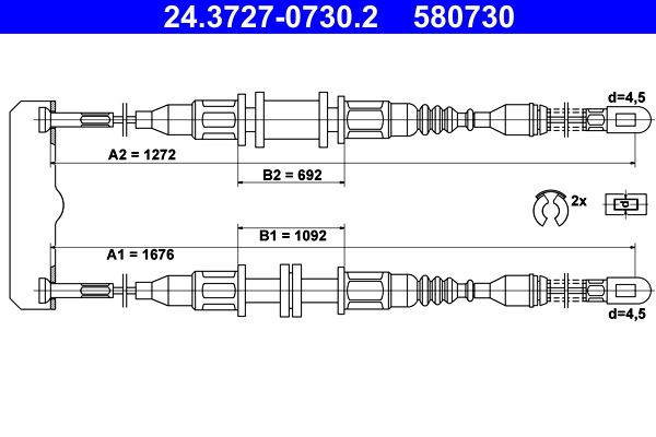 ATE 24.3727-0730.2 Cable Pull, parking brake