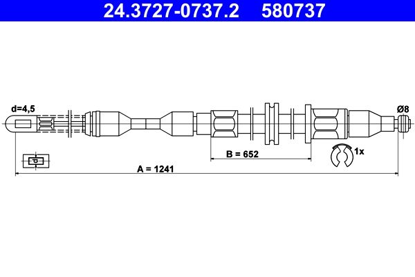 ATE 24.3727-0737.2 Cable Pull, parking brake