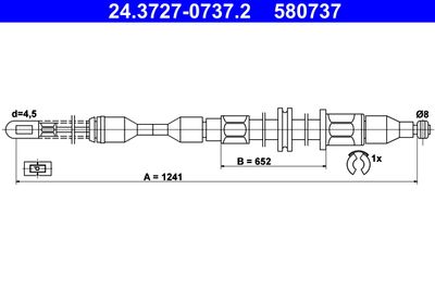 Cable Pull, parking brake ATE 24.3727-0737.2