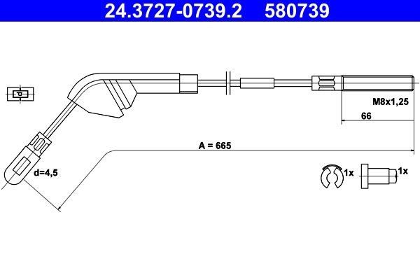 ATE 24.3727-0739.2 Cable Pull, parking brake