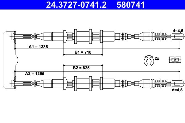 ATE 24.3727-0741.2 Cable Pull, parking brake