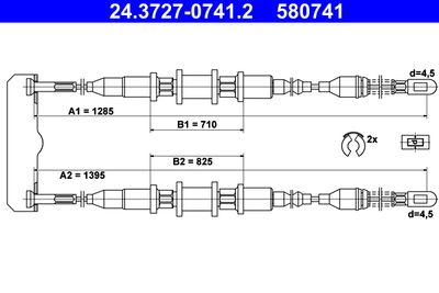 Cable Pull, parking brake ATE 24.3727-0741.2