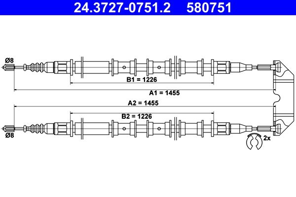 ATE 24.3727-0751.2 Cable Pull, parking brake