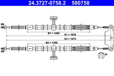 Cable Pull, parking brake ATE 24.3727-0758.2