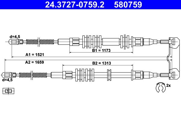 ATE 24.3727-0759.2 Cable Pull, parking brake