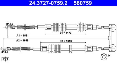 Cable Pull, parking brake ATE 24.3727-0759.2