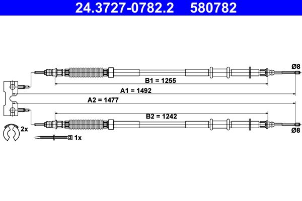 ATE 24.3727-0782.2 Cable Pull, parking brake