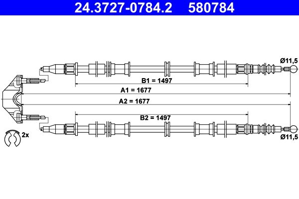 ATE 24.3727-0784.2 Cable Pull, parking brake