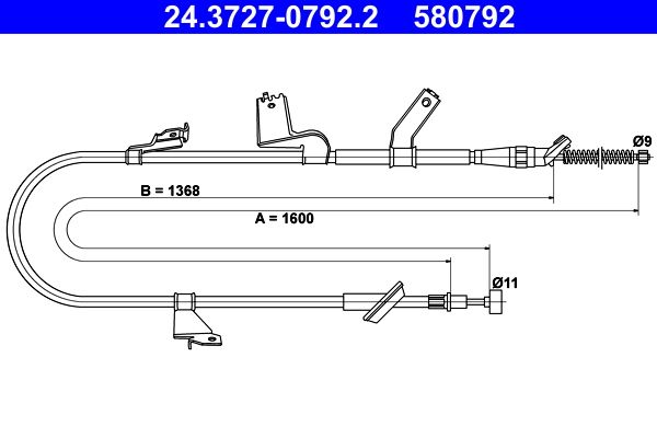 ATE 24.3727-0792.2 Cable Pull, parking brake