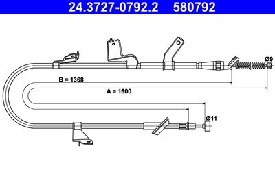 Cable Pull, parking brake ATE 24.3727-0792.2
