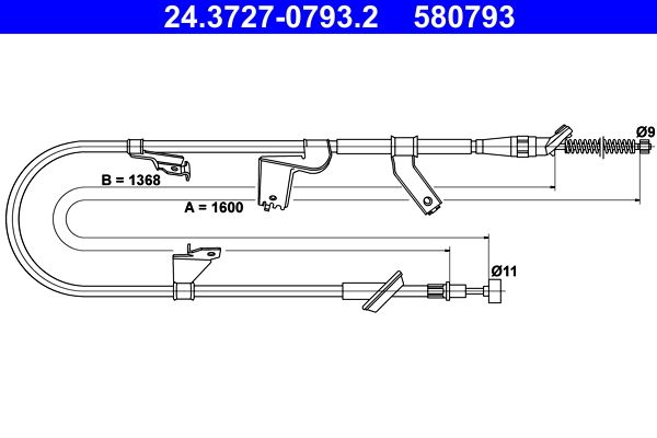 ATE 24.3727-0793.2 Cable Pull, parking brake