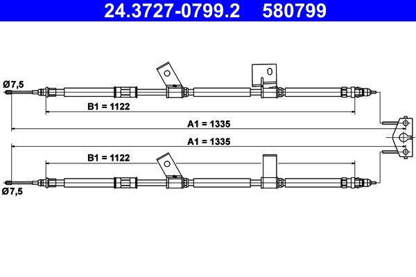 ATE 24.3727-0799.2 Cable Pull, parking brake