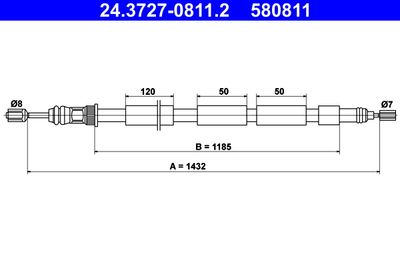 Cable Pull, parking brake ATE 24.3727-0811.2