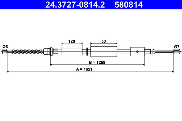 ATE 24.3727-0814.2 Cable Pull, parking brake