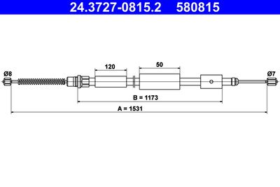 Cable Pull, parking brake ATE 24.3727-0815.2